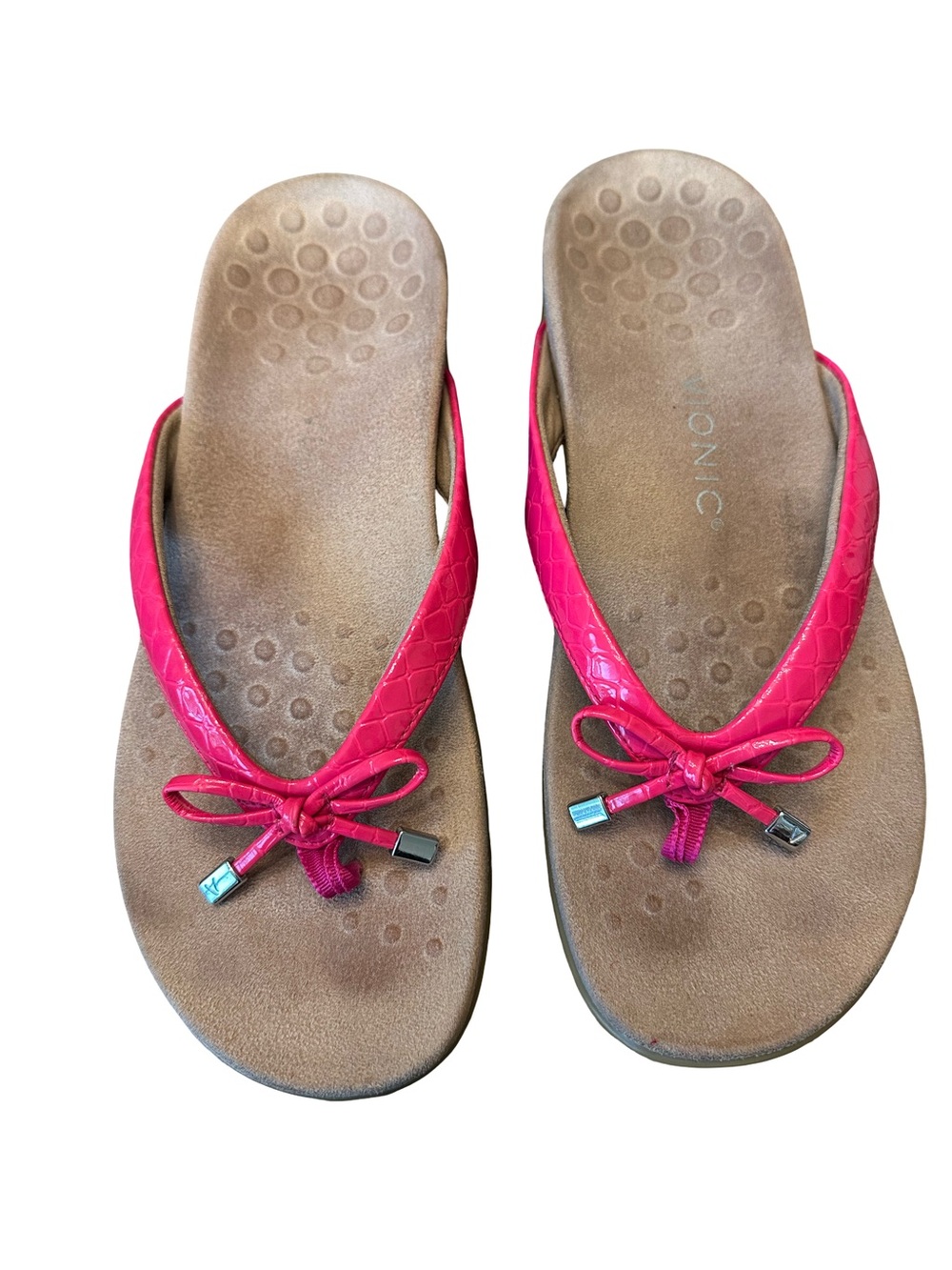 🧡 Vionic Reef Women’s Hot Pink Bow Flip Flop Sandals 🧡